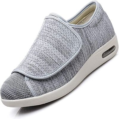 Women Extra Wide Width Shoes Lightweight Breathable Adjustable Swollen Ankles Edema Feet for Elderly Diabetic Bunion Arthritis Plantar Fasciitis (Light Grey 41 EU)