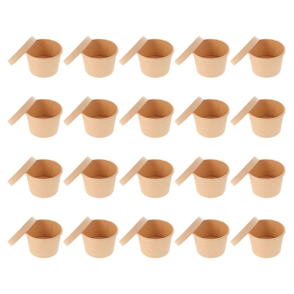 Yardwe Thickened Paper Bowl 50pcs Dessert Cups Ice Cream Sundae Cups Disposable Ice Containers Easy to Use