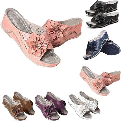 Orthopedic Sandals for Women, Plantar Fasciitis Flat Feet Heel and Foot Pain Relief, Arch Support Vintage Sandals Comfortable Walk (Pink 38 EU)
