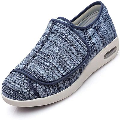 Women Extra Wide Width Shoes Lightweight Breathable Adjustable Swollen Ankles Edema Feet for Elderly Diabetic Bunion Arthritis Plantar Fasciitis (Blue Grey 38 EU)