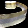 1 Pcs 1 1/2"W Shiny Gold Tri Stripe Metallic Wired Ribbon 5 Yards, Ribbon for Gift Wrapping | #AA120RK view 1