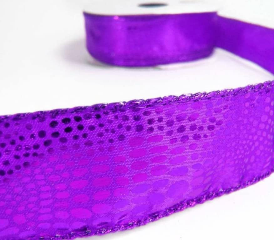 1 Pcs 1 1/2"W Purple Shiny Animal Print Wired Ribbon 5 Yards, Ribbon for Gift Wrapping | #AA120RK