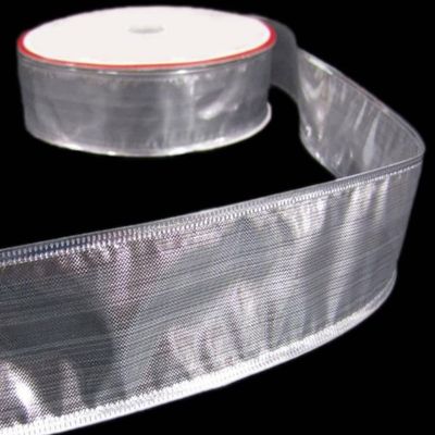1 Pcs 1 1/2"W Metallic Shiny Silver Wired Ribbon 5 Yards, Ribbon for Gift Wrapping | #AA120RK