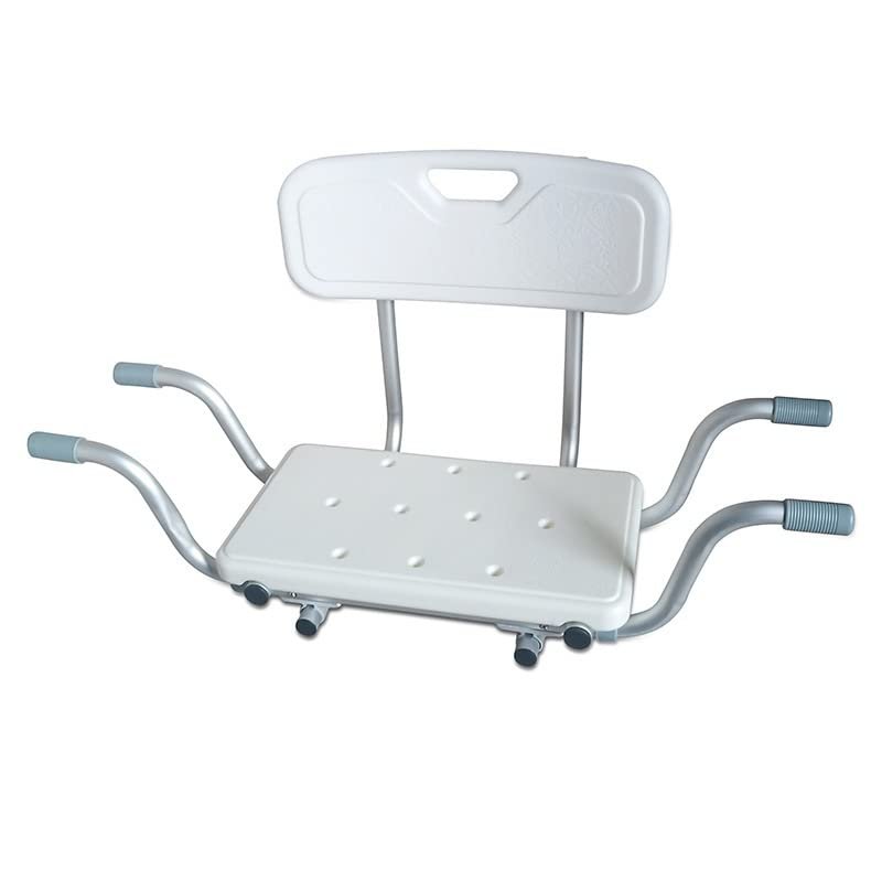 Bathtub Shower Chair Seat Bench with Removable Back, Aluminium Suspended Bath Seat, 139KG Load, for Elderly Disabled Aid