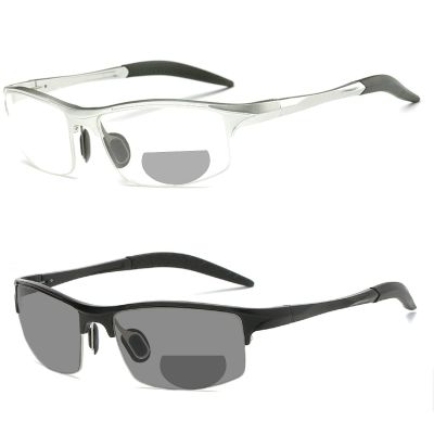 willochra 2pcs Transition Photochromic Bifocal Reading Glasses for Men Women Square cycling Sports Sunglasses Readers 0~+4.00 (2pcs-black&silver, 2.5, multiplier_x)