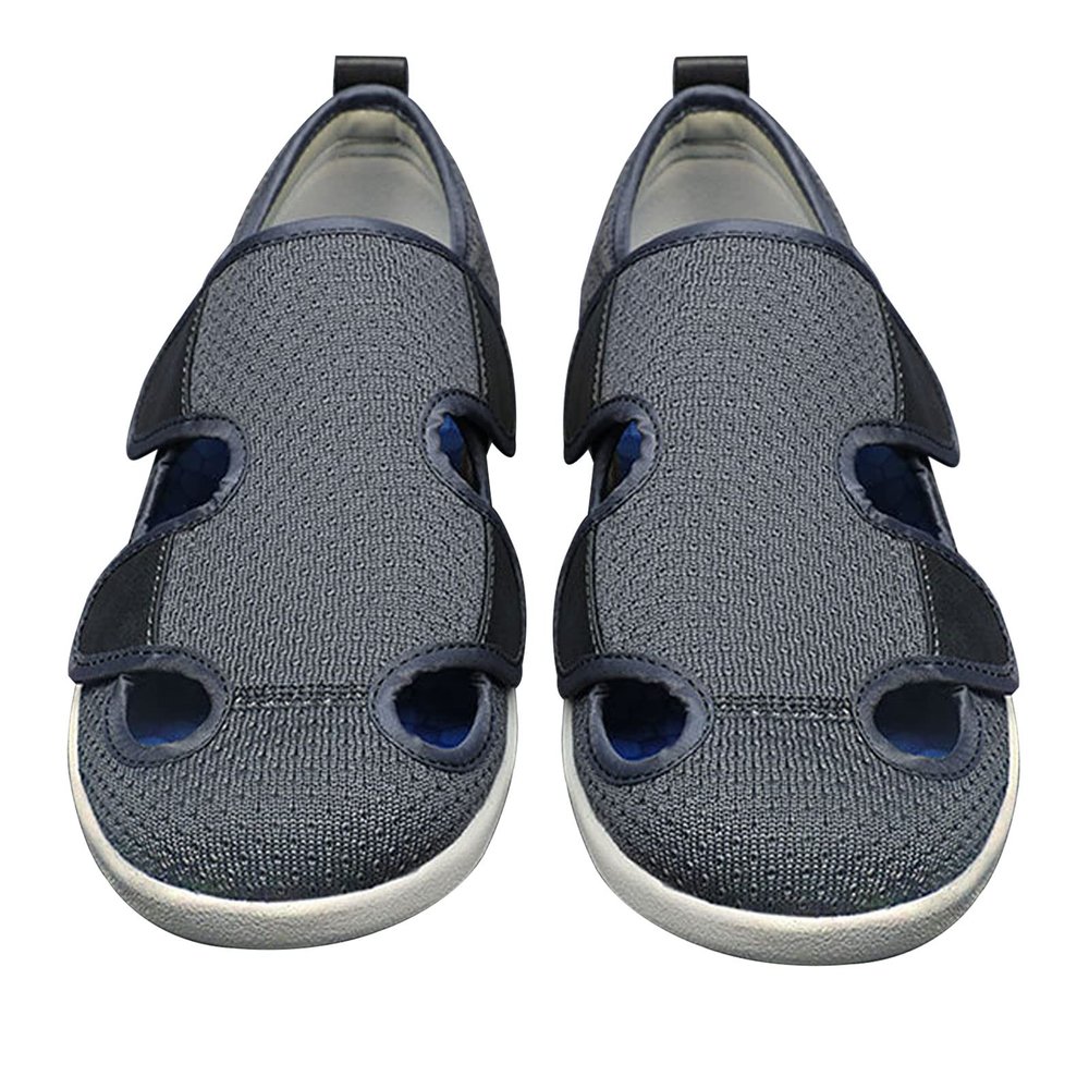 Extra Wide Width Walking Edema Diabetic Shoes, Lightweight Breathable Adjustable Closures Swollen Feet Arthritis Orthopedic Footwear, Indoor Outdoor Leisure Sneakers (Grey 39 EU)