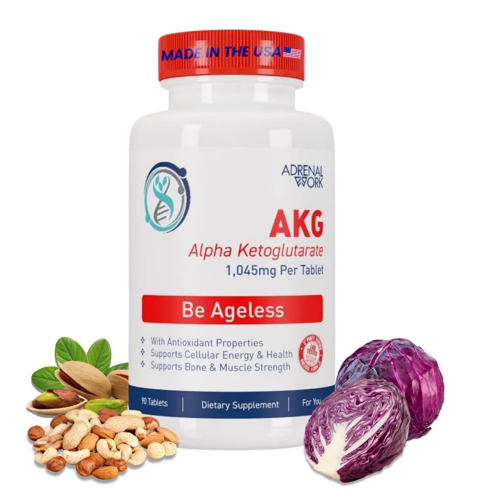 Adrenalwork L-Arginine 1000mg with AKG  CA AKG Supplement with L-Tyrosine, Vitamins & Minerals  Pre-Workout Energy & Daily Wellness Support  90 Day Supply  180 Capsules