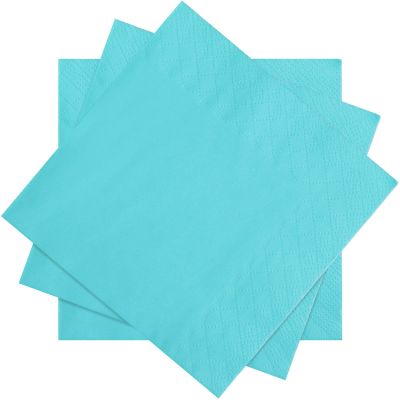 Spakon 100 Pieces 2 Ply Cocktail Napkin Disposable Soft Napkins for Dinner Wedding Party Baby Shower Birthday Bridal Anniversary Reception, 5 x 5 In (Blue Green)