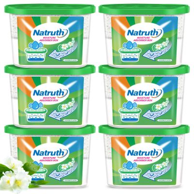 NATRUTH Moisture Absorber boxes, Jasmine 800ml(6 PACKS)*12.5OZ Closet Dehumidifier, Eradicate Odor Moisture Absorbers Bucket, Humidity Absorber,Dehumidifier for Closet,Bathrooms, Kitchen & Boats
