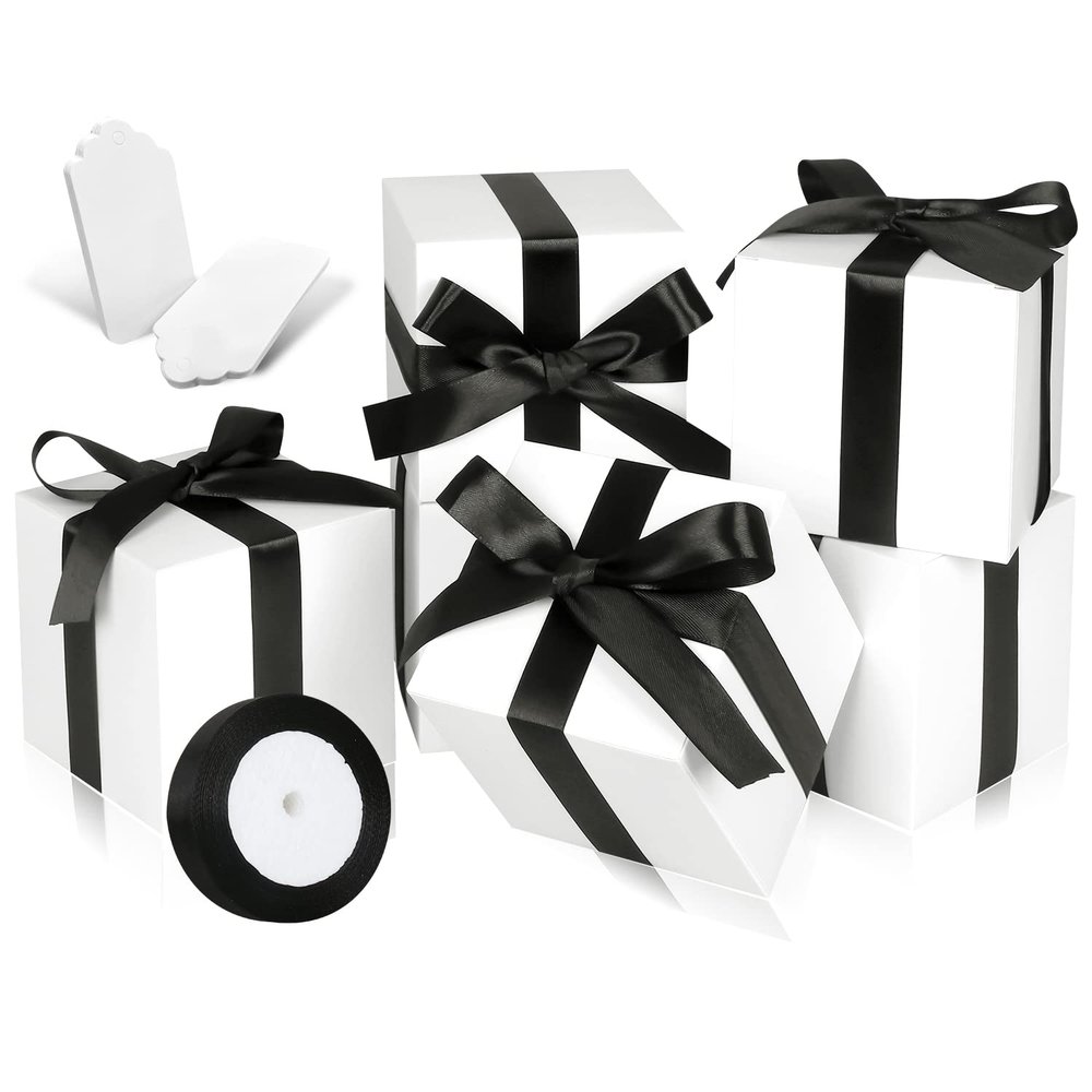 DOYIDE 100 Pack Small Gift Boxes, 2x2x2 Inches Favor Boxes White Paper Gift Boxes with Lids for Presents, Crafting, Cupcake Boxes, Gifts, Candy Boxes for Wedding Party Bridal Shower Baby Shower Favors