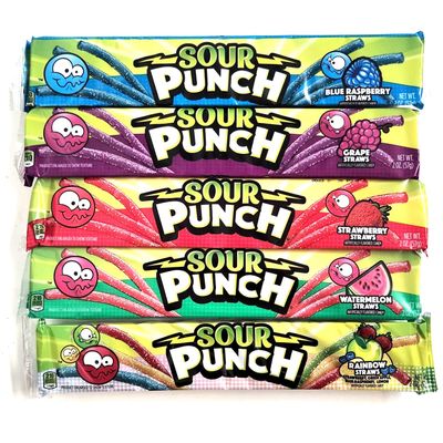 Sour Punch Candy Straws (5 Pack Assorted) with 2 Gosutoys Stickers