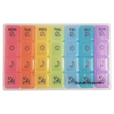 BaHoki Essentials Weekly Pill Organizer - Portable 7-Day Pill Box with 3 Times Per Day Compartments