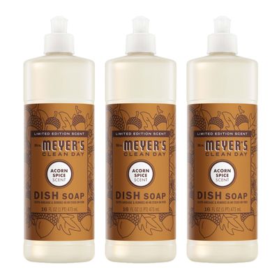MRS. MEYER'S CLEAN DAY Liquid Dish Soap, Limited Edition Acorn Spice, 16 fl. oz - Pack of 3