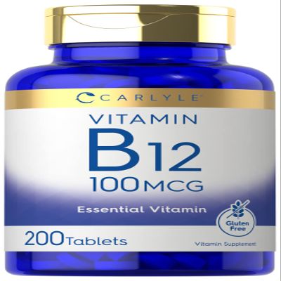 Carlyle Vitamin B12 100mcg | 200 Tablets | Essential Vitamin Supplement | Vegan, Non-GMO, and Gluten Free Formula