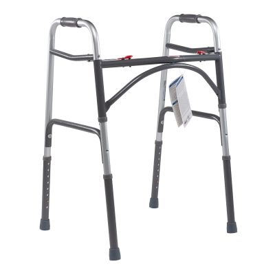 Dynarex Heavy Duty Bariatric Walker is a Foldable, Stand-Up Walker with Tool-Free Adjustable Height up to 39 & 500 Pound Weight Capacity, Silver, 1 Dynarex Heavy Duty Bariatric Walker
