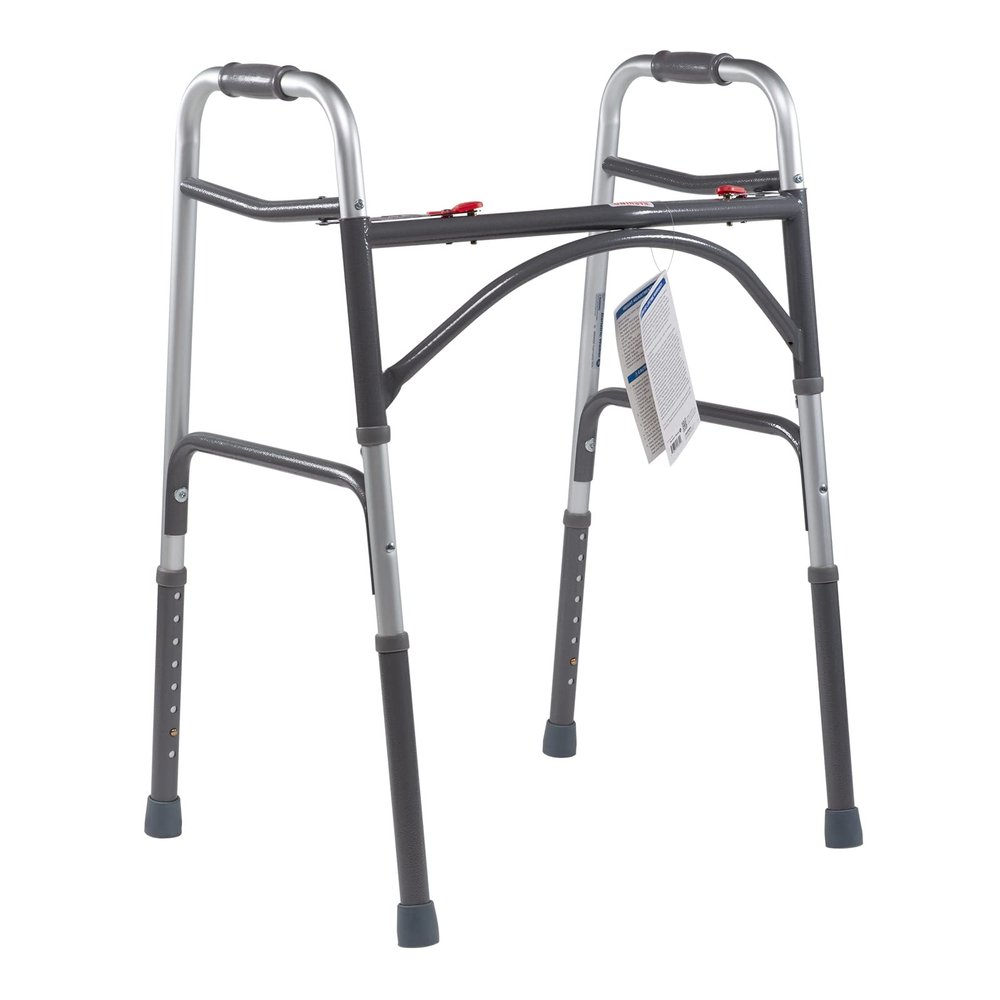Dynarex Heavy Duty Bariatric Walker is a Foldable, Stand-Up Walker with Tool-Free Adjustable Height up to 39 & 500 Pound Weight Capacity, Silver, 1 Dynarex Heavy Duty Bariatric Walker