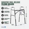 Dynarex Heavy Duty Bariatric Walker is a Foldable, Stand-Up Walker with Tool-Free Adjustable Height up to 39 & 500 Pound Weight Capacity, Silver, 1 Dynarex Heavy Duty Bariatric Walker view 3
