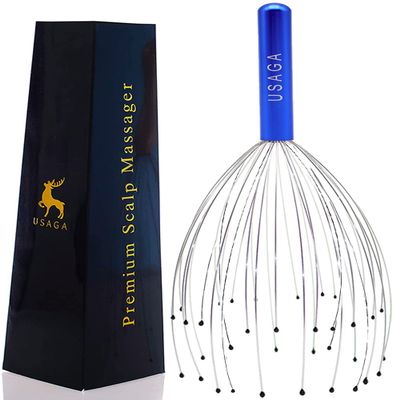 USAGA 36 Fingers Head Massager Scalp Massager Head Scratcher, Stocking Stuffers Gift for Scalp Body Relaxing (Blue)