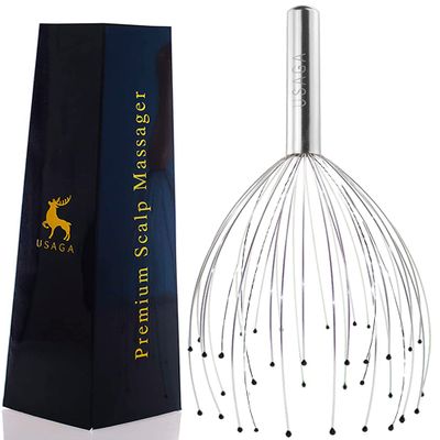 USAGA 36 Fingers Head Massager Scalp Massager Head Scratcher, Stocking Stuffers Gift for Scalp Body Relaxing (Silver)