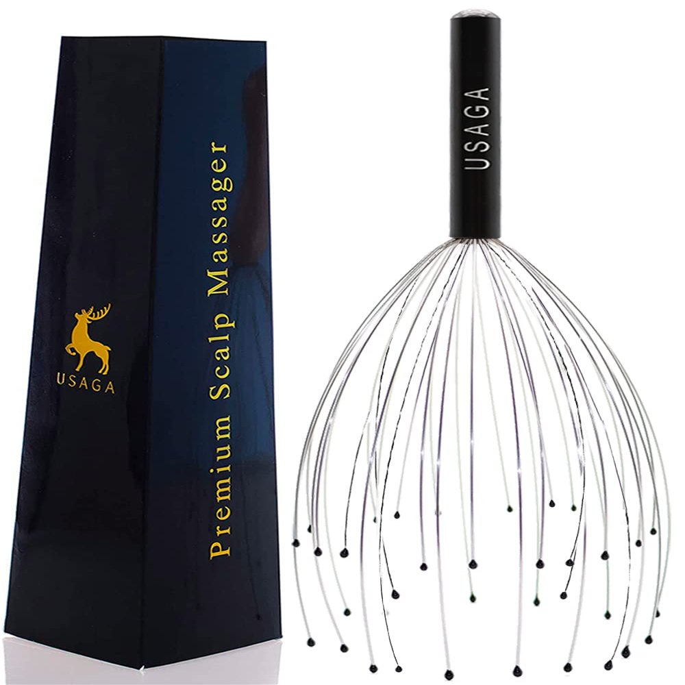 USAGA 36 Fingers Head Massager Scalp Massager Head Scratcher, Stocking Stuffers Gift for Scalp Body Relaxing (Black)