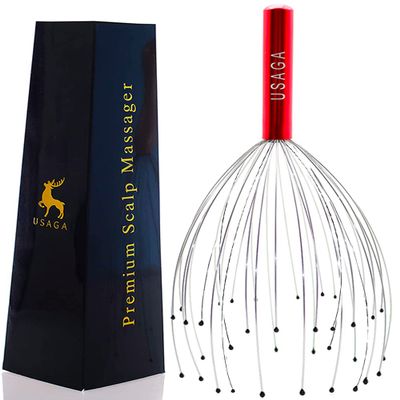 USAGA 36 Fingers Head Massager Scalp Massager Head Scratcher, Stocking Stuffers Gift for Scalp Body Relaxing (Red)