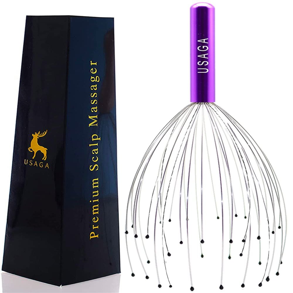 USAGA 36 Fingers Head Massager Scalp Massager Head Scratcher, Stocking Stuffers Gift for Scalp Body Relaxing (Purple)