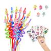 12 Pcs Dinosaur or Mermaid or Unicorn Drinking Plastic Straws + 4 Temporaty Tattoos +1 Cleaning Brush,Reusable Drinking Straws for Birthday Party Supplies view 1