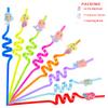 12 Pcs Dinosaur or Mermaid or Unicorn Drinking Plastic Straws + 4 Temporaty Tattoos +1 Cleaning Brush,Reusable Drinking Straws for Birthday Party Supplies view 2
