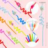 12 Pcs Dinosaur or Mermaid or Unicorn Drinking Plastic Straws + 4 Temporaty Tattoos +1 Cleaning Brush,Reusable Drinking Straws for Birthday Party Supplies view 4