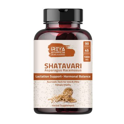 Ireya Ayurveda Shatavari Capsules (90 Capsules) 1000 mg | Lactation Supplement for Women | Organic Shatavari Herbal Supplement Made with Shatavari Root Powder