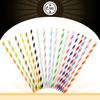 qiqee 200-pack Multi Stripe Rainbow Drinking Paper Straws Disposable Straws Bulk (20-Multi Color) view 3