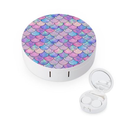 PutDiDi Mermaid Rainbow Contact Lens Case Holder Container with Mirror Portable Eye Contact Holder Travel Kit with Lens Cleaner Solution Bottle Tweezers Outdoor And Office Daily Use