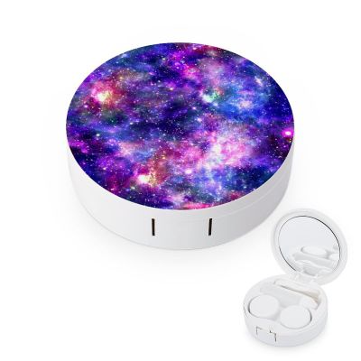 Galaxy Constellation Contact Lens Case Colored Contact Lens Box Holder Container with Mirror Portable Eye Contact Holder Travel Kit with Lens Cleaner Solution Bottle Tweezers Outdoor And Office Daily