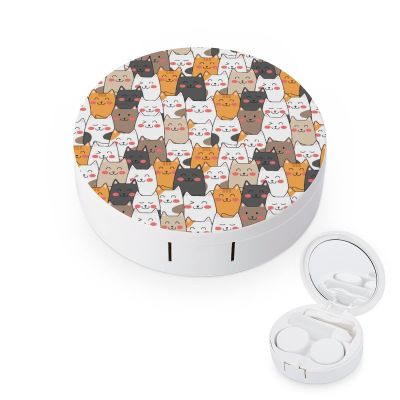 PutDiDi Cats Contact Lens Case Colored Contact Lens Box Holder Container with Mirror Portable Eye Contact Holder Travel Kit with Lens Cleaner Solution Bottle Tweezers Outdoor And Office Daily Use