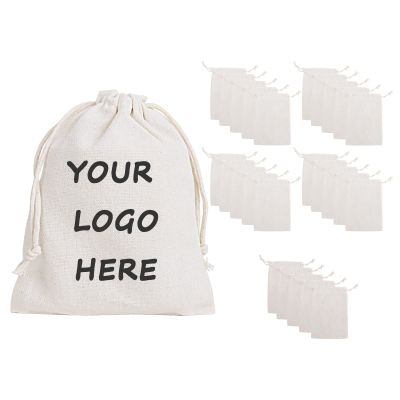 TopTie Custom 25 PCS Cotton Muslin Canvas Drawstring Gift Bags, Personalized Jewelry Pouches 4 x 6 Inches, Party Favors