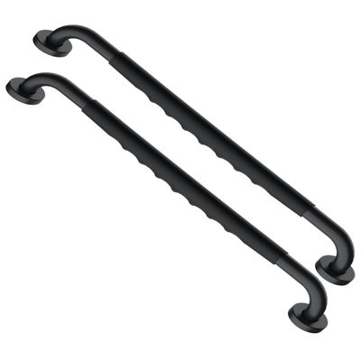 24 Inch Black Shower Grab Bar w/Anti Slip Rubber Grip, Munzong 2 Pack Stainless Steel Bathroom Grab Bar, Bathroom Balance Bar,Safety Handrail Support,Handicap Injury Elderly Senior Assist Bath Handle
