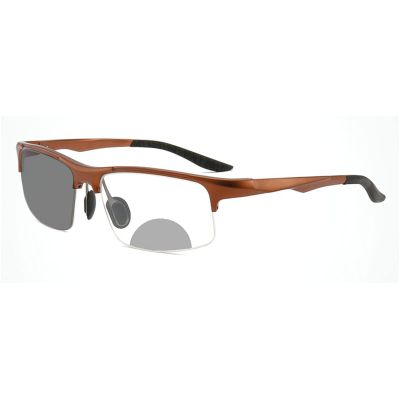 Photochromic Bifocal Reading Glasses For Men Aluminum magnesium Sports Transition Magnifier Presbyopia Sunglasses Readers (brown, 3.25, multiplier_x)
