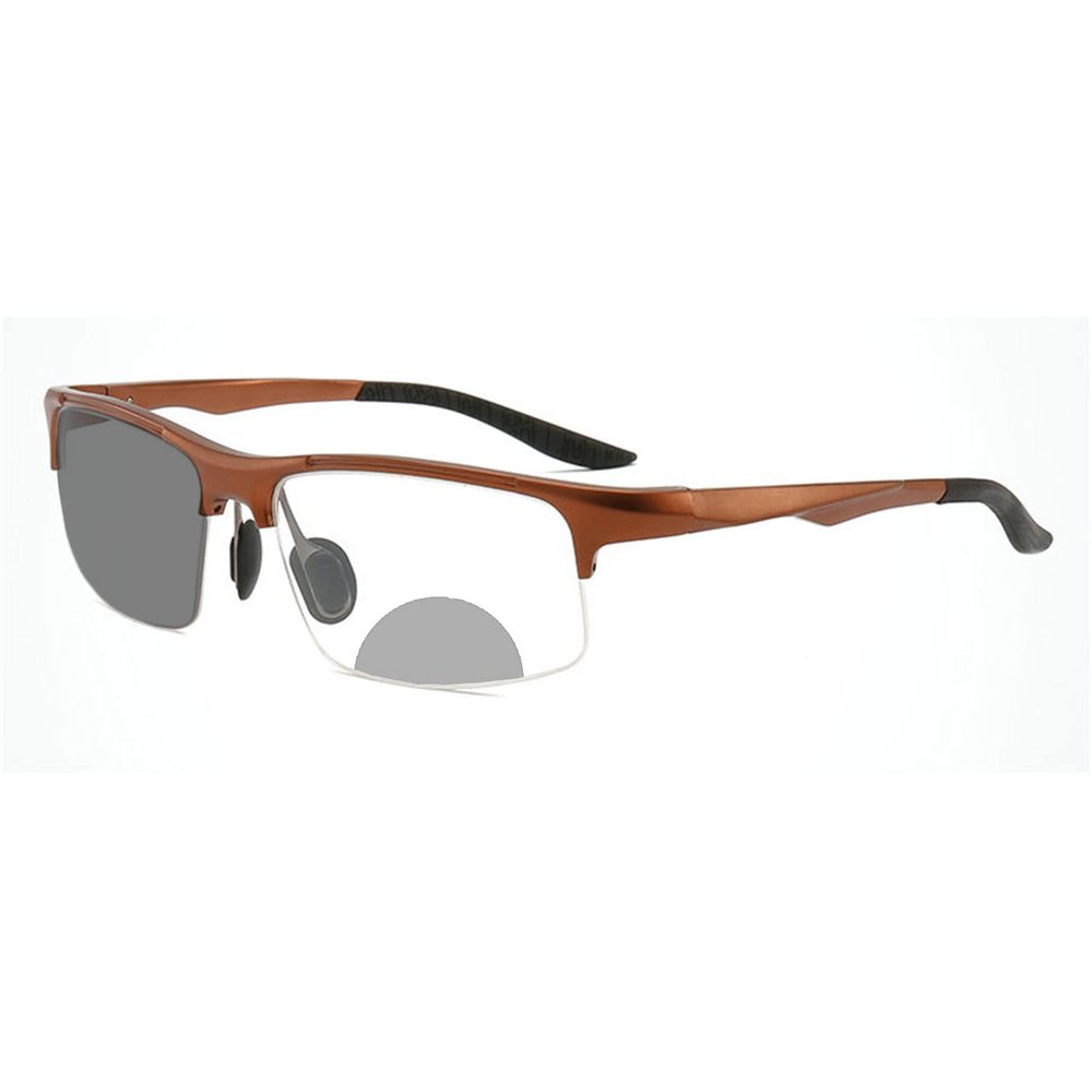 Photochromic Bifocal Reading Glasses For Men Aluminum magnesium Sports Transition Magnifier Presbyopia Sunglasses Readers (brown, 3.25, multiplier_x)