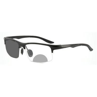 Photochromic Bifocal Reading Glasses For Men Aluminum magnesium Sports Transition Magnifier Presbyopia Sunglasses Readers (black, 1.0, multiplier_x)