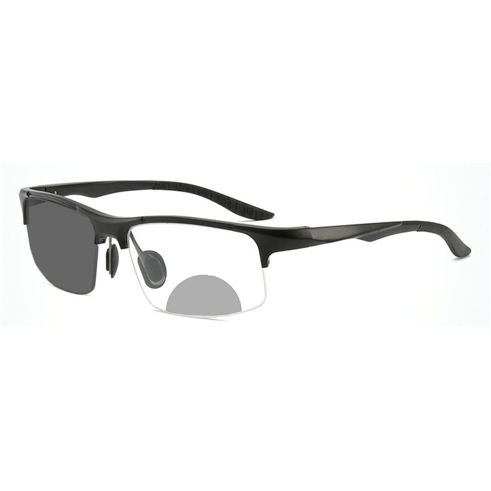 Photochromic Bifocal Reading Glasses For Men Aluminum magnesium Sports Transition Magnifier Presbyopia Sunglasses Readers (black, 1.0, multiplier_x)
