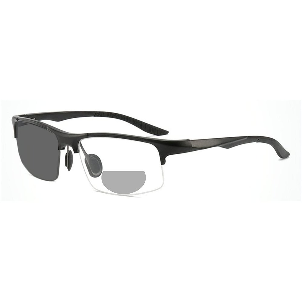 half frame Photochromic Bifocal Reading Glasses for Men Women Wrap Around Sports Square Transition Readers Sunglasses (black, 1.0, multiplier_x)