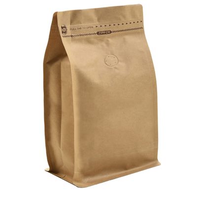 50 Pieces 12 Ounce Kraft Paper Stand Up Coffee Bag/Flat Bottom Pouch with Air Release Valve and Reusable Side Zipper. (50pcs, lb/12oz/340g)