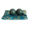 ILEWEI Chinese Baoding Balls Green Marble Exercise Health Stress Relieve Relax Fingers Zen Tai Chi Ball Therapy Fitness Arthritis Thumb Massager Gift for Hands (1.4 inches, Green with Bag) view 1