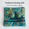 ILEWEI Chinese Baoding Balls Green Marble Exercise Health Stress Relieve Relax Fingers Zen Tai Chi Ball Therapy Fitness Arthritis Thumb Massager Gift for Hands (1.4 inches, Green with Bag) view 2