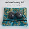 Baoding Balls Grey-black Marble Chinese Exercise Health Massage Stress Relieve Relax Fingers Zen Tai Chi Ball Therapy Trainer Arthritis Thumb Massager for Hands (1.4 inches, Grey-black with bag) view 3