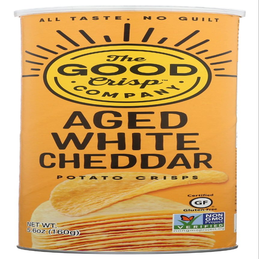 The Good Crisp Company, Aged White Cheddar Flavor Potato Crips, 5.6 Oz (Pack of 8)