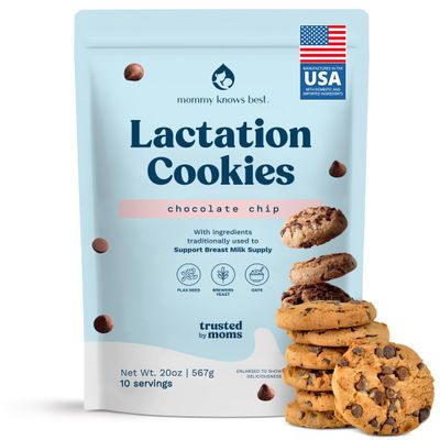 Lactation Cookies Breastfeeding Supplement - Chocolate Chip - Support Mothers Breast Milk Supply Increase - with Brewers Yeast Powder, Oat Flour, and Flax for Lactation - Fenugreek Free - 1.25 LBS