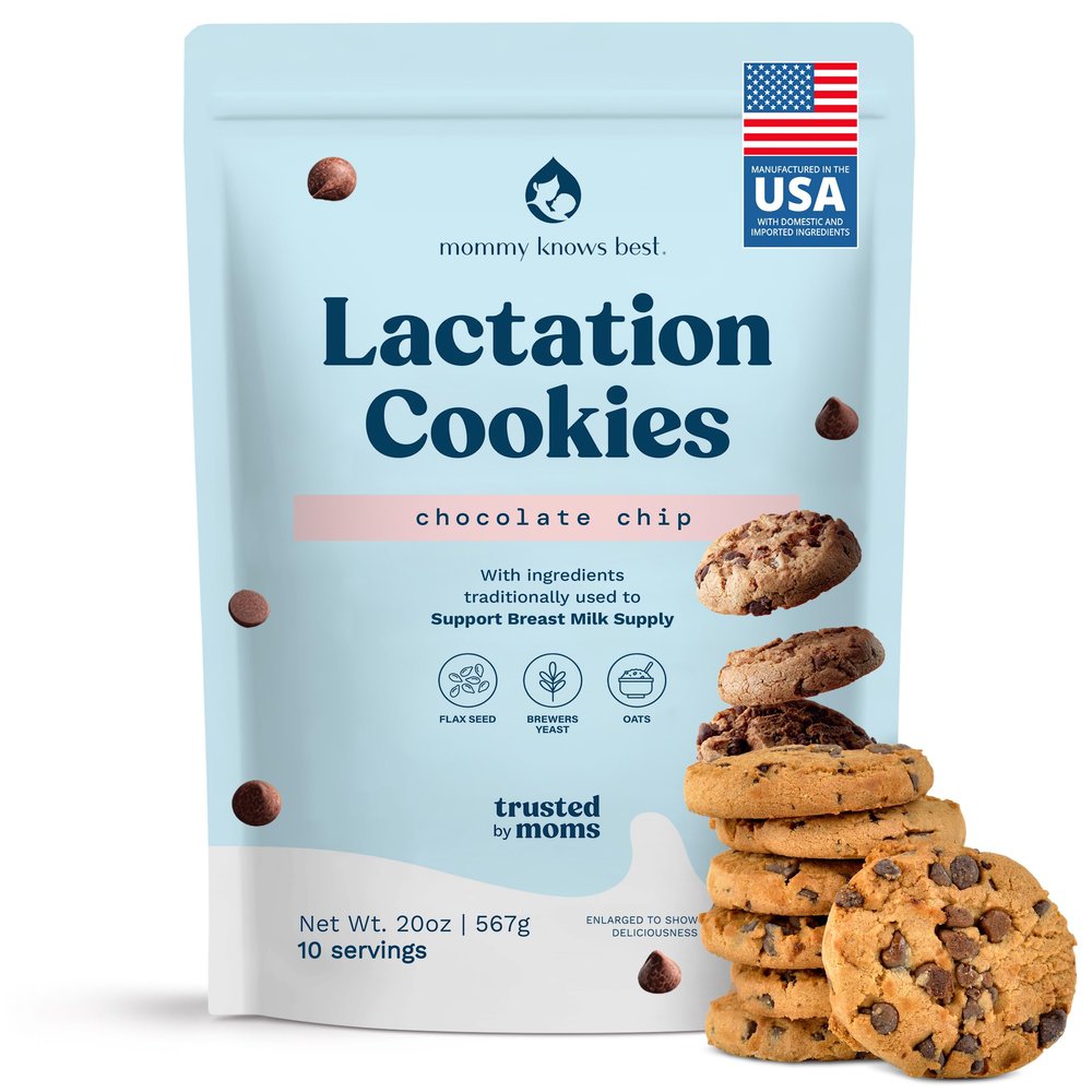 Lactation Cookies Breastfeeding Supplement - Chocolate Chip - Support Mothers Breast Milk Supply Increase - with Brewers Yeast Powder, Oat Flour, and Flax for Lactation - Fenugreek Free - 1.25 LBS