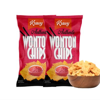 Crunchy Wonton Chips By Kravy Foods- Delicious Wonton Chip For Sauces, Dips & Soups - Authentic Wonton Crisps- Ready-To-Eat Wonton Chip Snack Pack For Office, School, Parties