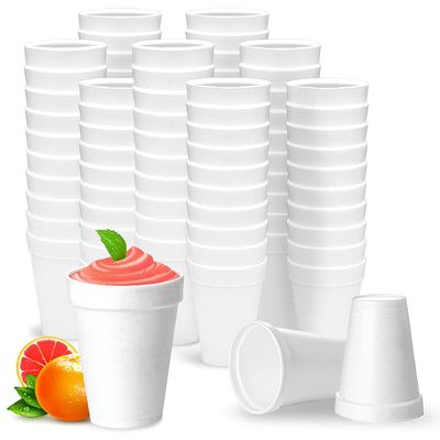 Shop Square 12 Oz Disposable Foam Cups (100 Pack), White Foam Insulates Hot & Cold Beverages, Made in the USA, To-Go Cups - for Coffee, Tea, Hot Cocoa, Soup, Broth, Smoothie, Soda, Juice
